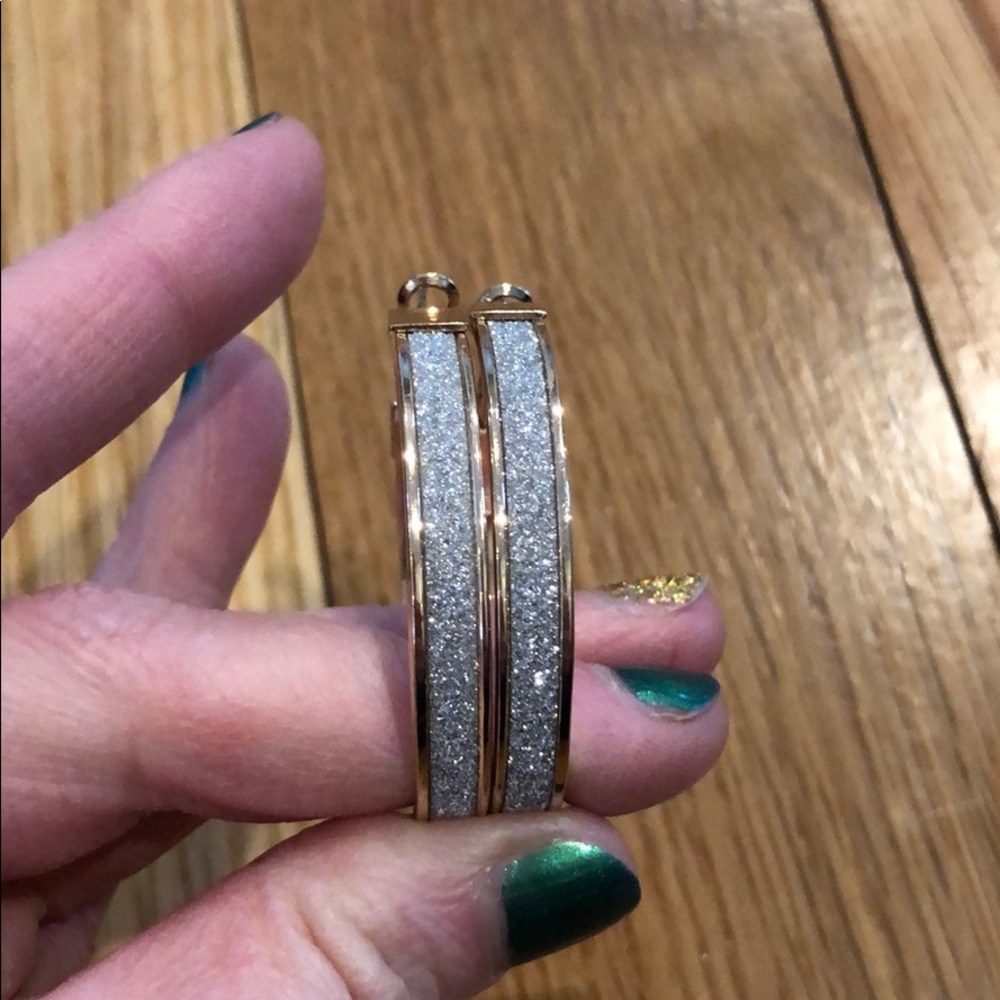 Wrap Around Gold and Silver Sparkle Hoop Earrings